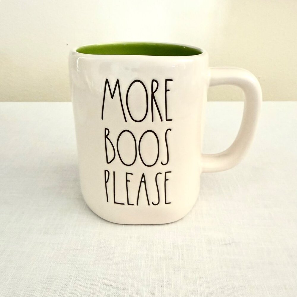 Rae Dunn Green Interior Ceramic Mug More Boos Please Artisan Collection 18oz Cup